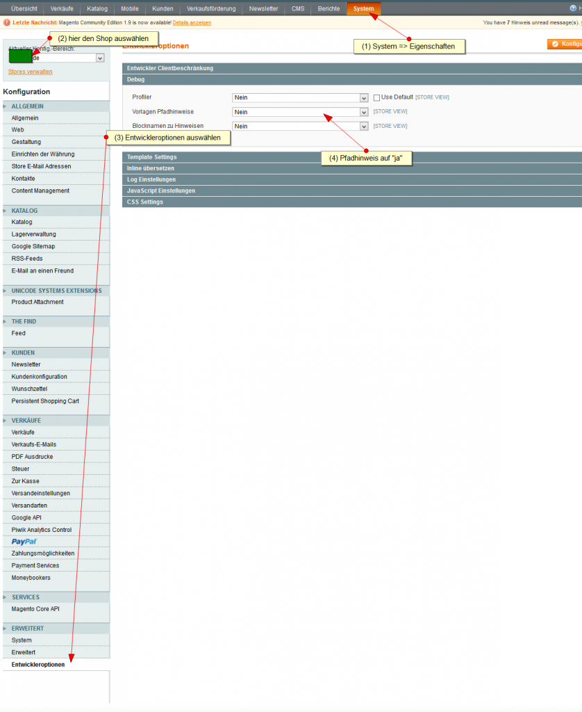 Vorlagen_pfadhinweise_anzeigen_entwickleroptionen_Magento