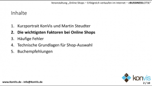 erfolgreich online Shop Vortrag