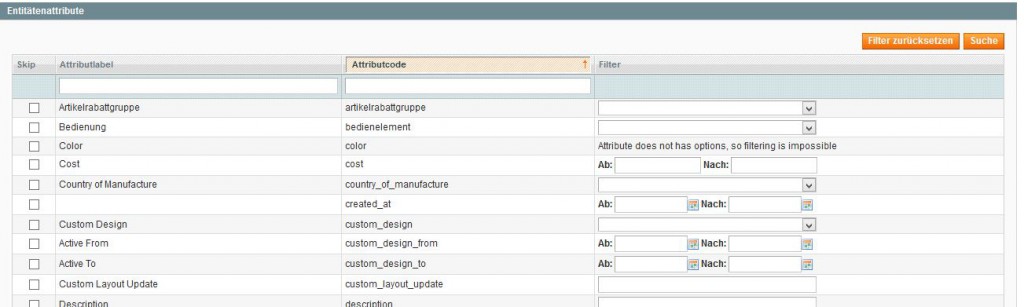 Produkte exportieren Magento filtern basierend auf Attributen